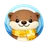 Cute flat cartoon raccoon face avatar icon with playful accessories for reviews section